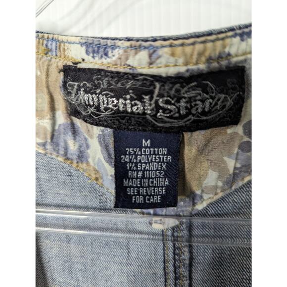 Vintage 90s Y2K Imperial Star Denim Jumpsuit Flare Leg Button Front Low Rise M - Picture 5 of 10